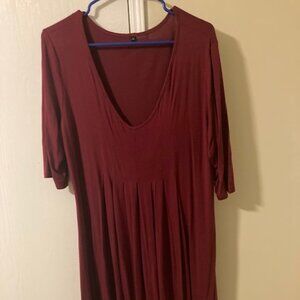 Burgundy  XL Fit and Flare Dress